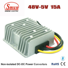 Conversor de 48VDC a 5VDC 15A 75W DC-DC com IP68 impermeável